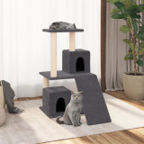 VidaXL Ansamblu pisici cu st&acirc;lpi din funie sisal, gri &icirc;nchis, 82 cm