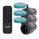 Set priză exterioară controlată de la distanță Home THO2313, IP44, 2300 W, 3 prize + 1 telecomandă, rază 40m