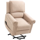 HOMCOM Scaun Electric, Rabatabil la 135&deg; cu Telecomandă, Suport pentru Picioare și 8 Puncte de Masaj, 85x94,5x103 cm, Maro Deschis | Aosom Romania