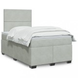 VidaXL Pat box spring cu saltea, gri deschis, 120x190 cm, catifea 3290852