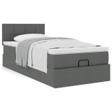 Gossi cadru pat otoman cu saltea tesatura gri inchis 100x200 cm