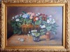 Victor Kirsch-Vase cu primule, pictură pe p&acirc;nză, datată 1962, Flori, Ulei, Realism