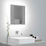 Gossi dulap cu oglinda cu led de baie, gri sonoma, 40x12x45 cm, lemn