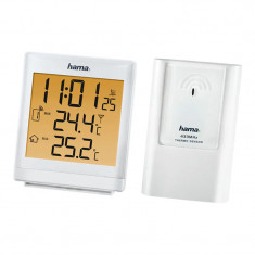 Statie meteo wireless Hama, ecran LCD, distanta 50 m, functie snooze/alarma, Alb foto