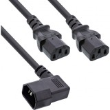 Cablu alimentare C14 la 2 x C13 unghi/drept 1m Negru, InLine IL16633B