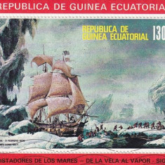 Eq. Guinea 1976 Painting, Ships, perf. sheet, used I.071