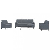 vidaXL Set de canapele cu perne/rulouri, 4 piese, gri &icirc;nchis, catifea