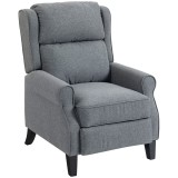 HOMCOM Fotoliu Reclinabil 132&deg; max din Țesătură cu Efect de In cu Suport pentru Picioare, 74x84x102 cm, Gri | Aosom Romania