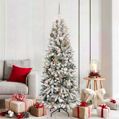 vidaXL BraddeCrăciunartificial cu suport Alb 180cm PVC 3396043 foto