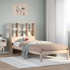 vidaXL Pat cu bibliotecă fără saltea, 100x200 cm, lemn masiv pin 3321583