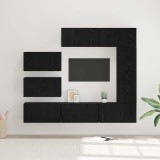 Set comodă TV cu raft Pe perete Altele 8 pcs Stejar negru 30.5 x 30 x 90 cm