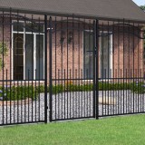 vidaXL Poartă gard cu v&acirc;rf negru 103x225 cm oțel vopsit electrostatic
