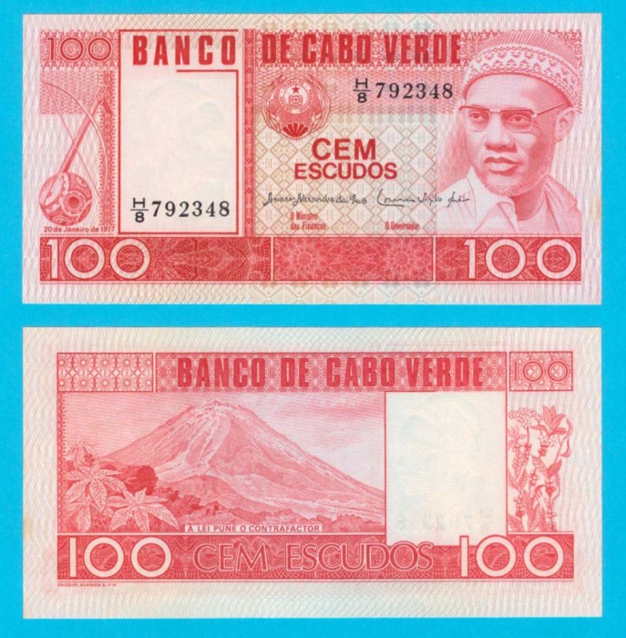Insula Capului Verde 100 Escudos 1977 &#039;Pico do Fogo&#039; UNC serie: 792348 p#54