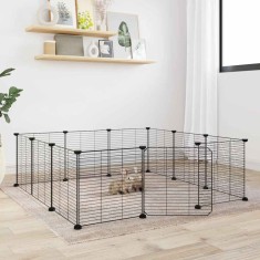 vidaXL Cușcă animale de companie cu ușă 12 panouri negru 35x35 cm oțel