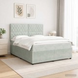Cumpara ieftin Pat cu arcuri LED si saltea Gri deschis 180 x 200 cm Catifea