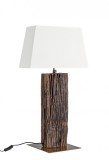 Cumpara ieftin Veioza lemn maro abajur alb Hugo 45x30x85 cm