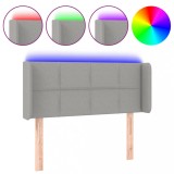 Cumpara ieftin Tablie de pat cu LED, gri deschis, 93x16x78/88 cm, textil