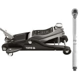 Yato YT-1720 + YT-0760 - Cric auto hidraulic tip crocodil 359 mm 2 T roti de transport + Cheie dinamometrica cu sistem de prindere 1/2 inch 42-210 Nm