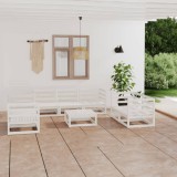Set mobilier gradina Gossi, 8 piese, lemn masiv pin, alb, canapele si masa
