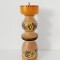 ** Suport lumanare vechi vintage lemn pictat manual rustic flori 17.5cm inaltime