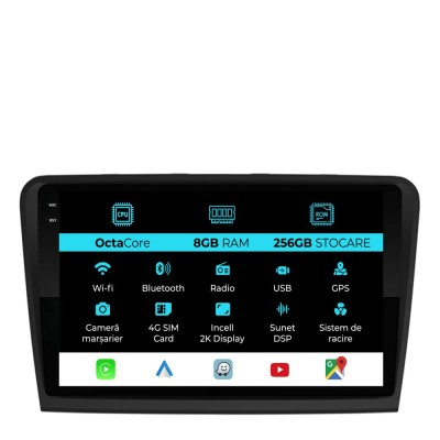 Navigatie Dedicata Skoda Superb 2 (2008-2015), 2K, 8Gb Ram, 256Gb Stocare, Carplay foto