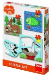 Baby Puzzle - Unde locuiesc animalele? (3,4 si 5 piese) PlayLearn Toys, Dino