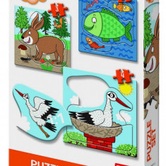 Baby Puzzle - Unde locuiesc animalele? (3,4 si 5 piese) PlayLearn Toys