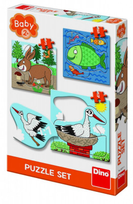 Baby Puzzle - Unde locuiesc animalele? (3,4 si 5 piese) PlayLearn Toys foto