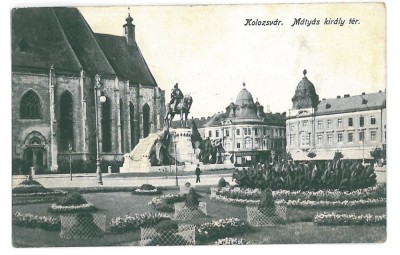 4589 - CLUJ, Statue, Romania - old postcard, CENSOR - used - 1917 foto