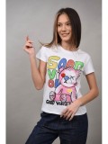 Cumpara ieftin Tricou Dama Good Vibes Only cu Strasuri, Alb, Marime M/L (38/40), Bumbac Elastic