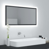 VidaXL Oglindă de baie cu LED, gri extralucios, 90x8,5x37 cm, PAL