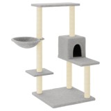 Cumpara ieftin Ansamblu de pisici, stalpi din funie sisal, gri deschis, 95 cm