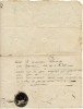Muntenia 1846 document rar de vama folosit la schela Dragoslavele - acum in Arges - cu stampila rara negativa tip corabie din 1844