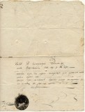 Muntenia 1846 document rar de vama folosit la schela Dragoslavele - acum in Arges - cu stampila rara negativa tip corabie din 1844