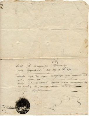 Muntenia 1846 document rar de vama folosit la schela Dragoslavele - acum in Arges - cu stampila rara negativa tip corabie din 1844 foto