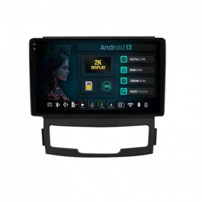 Navigatie 2K Ssang Yong Korando (2010-2013) 8GB RAM Android 13 Octacore Slot Sim 4G DSP GPS Wi-FI Carplay Android Auto USB Bluetooth Waze Touchscreen foto