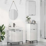 VidaXL Set de mobilier pentru baie cu sertar 3 pcs Alb foarte lucios