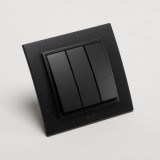 &Icirc;ntrerupător triplu 10A negru mat Zena - ELBI