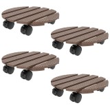 Outsunny Lot de 4 suporturi rotunde &Oslash;30 cm pentru plante - suport pentru ghivece cu roți, interior și exterior | Aosom Romania