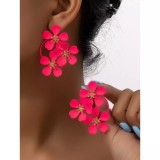 Cercei Rotunzi tip Floare Roz - 29275, Inovius