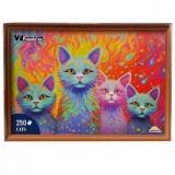 Puzzle Witty Puzzlezz, Pisici colorate, 250 piese