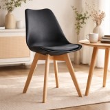 Cumpara ieftin Scaun bucatarie/living, Artool, Mark, PP negru, picioare lemn natur, 49x43x82 cm