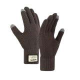 Manusi unisex tricotate cu touchscreen maro