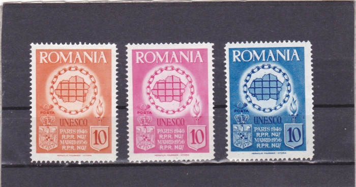 ROMANIA EXIL 1956 UNESCO EMISIUNEA A III-A DANTELATA,MNH.