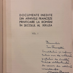 Documente inedite din arhivele franceze privitoare la romani in sec. XIX . Vol 1 Dedicatii