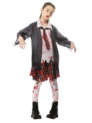 Costum Halloween Zombie Scolarita 8-10 ani foto