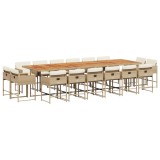 Cumpara ieftin Set mobilier de gradina cu perne, 17 piese, bej, poliratan