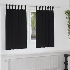 Perdele cu perdele 2 pcs Negru Poliester foto