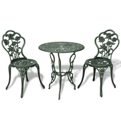 Gossi set mobilier de bistro, 3 piese, verde, aluminiu turnat foto