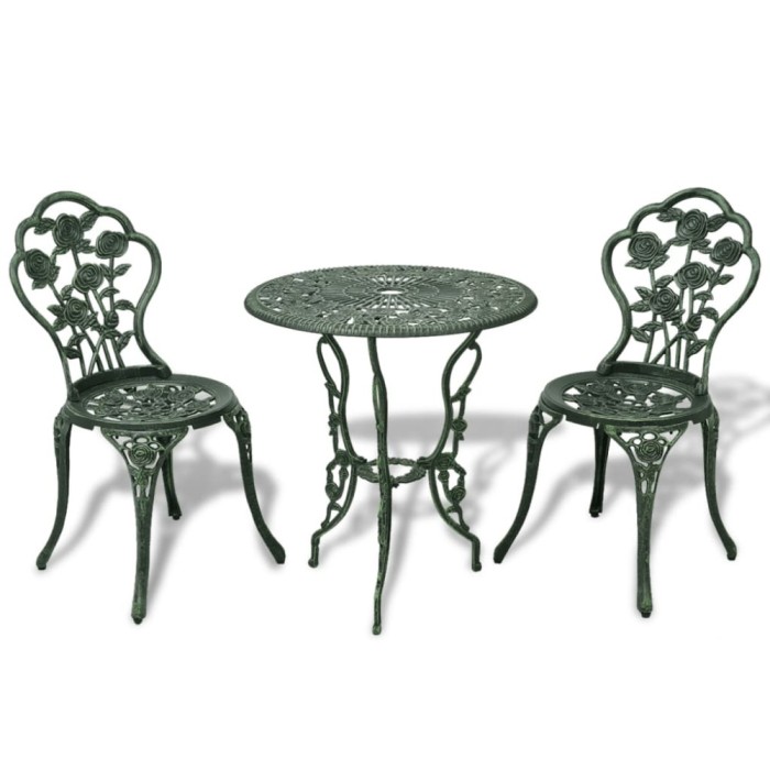 Gossi set mobilier de bistro, 3 piese, verde, aluminiu turnat
